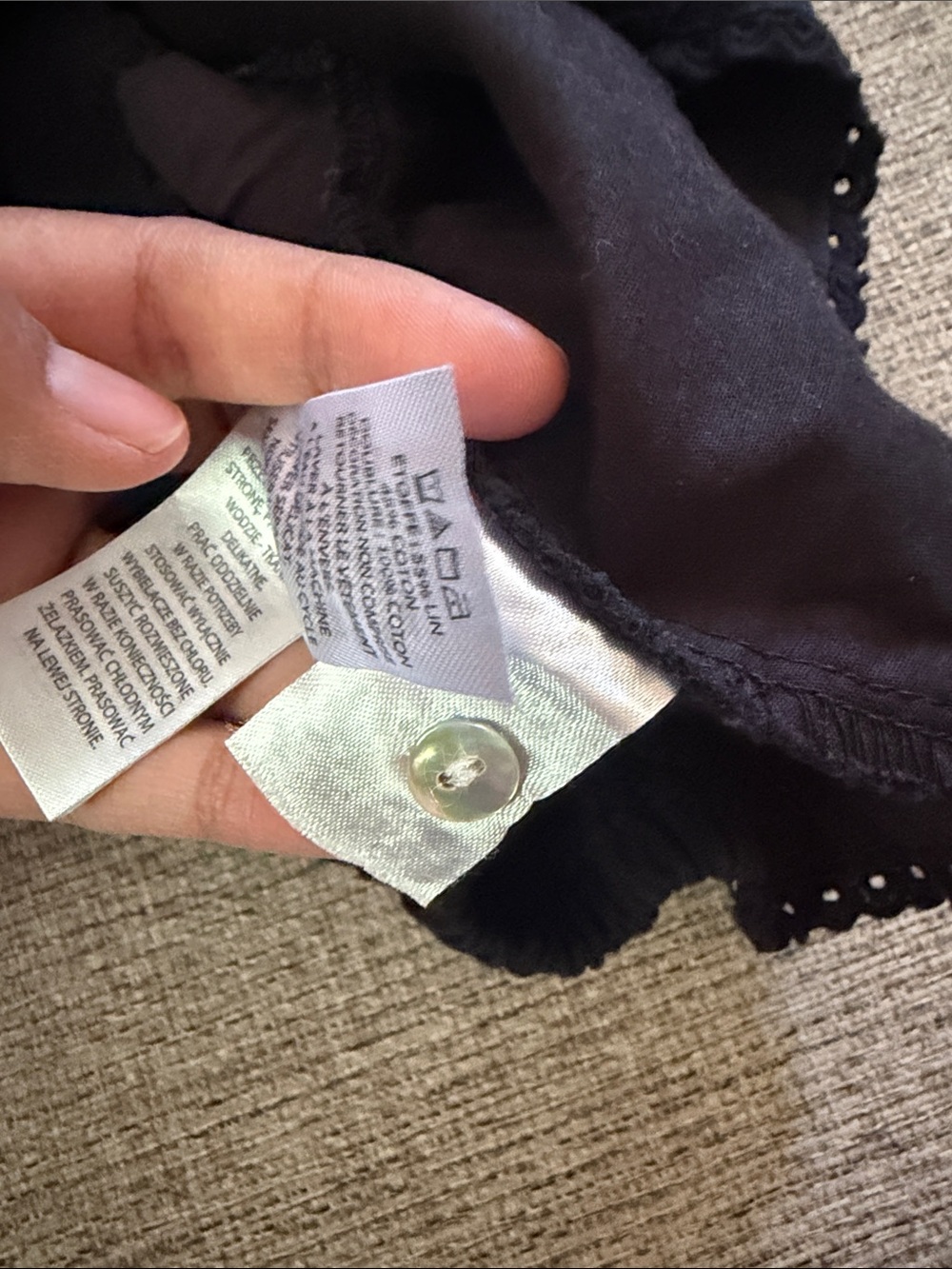 Joie Black Eyelet Button-Front Crop Top - Picture 7 of 8